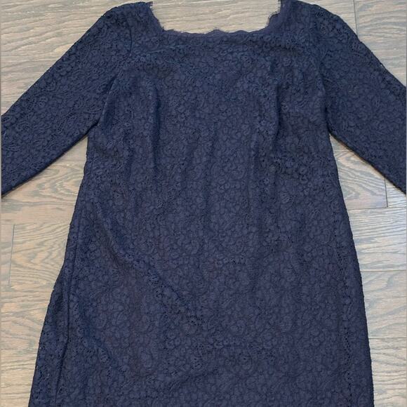 Adrianna Papell Evening Navy Lace Shift Cocktail Dress Plus Size 14W - Picture 2 of 13